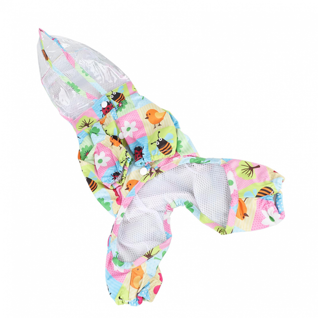 Capa de chuva com capuz para animais de estimação, reflexiva, 4 pernas, totalmente embrulhada, confortável, respirável, fofa, jaqueta de chuva pa