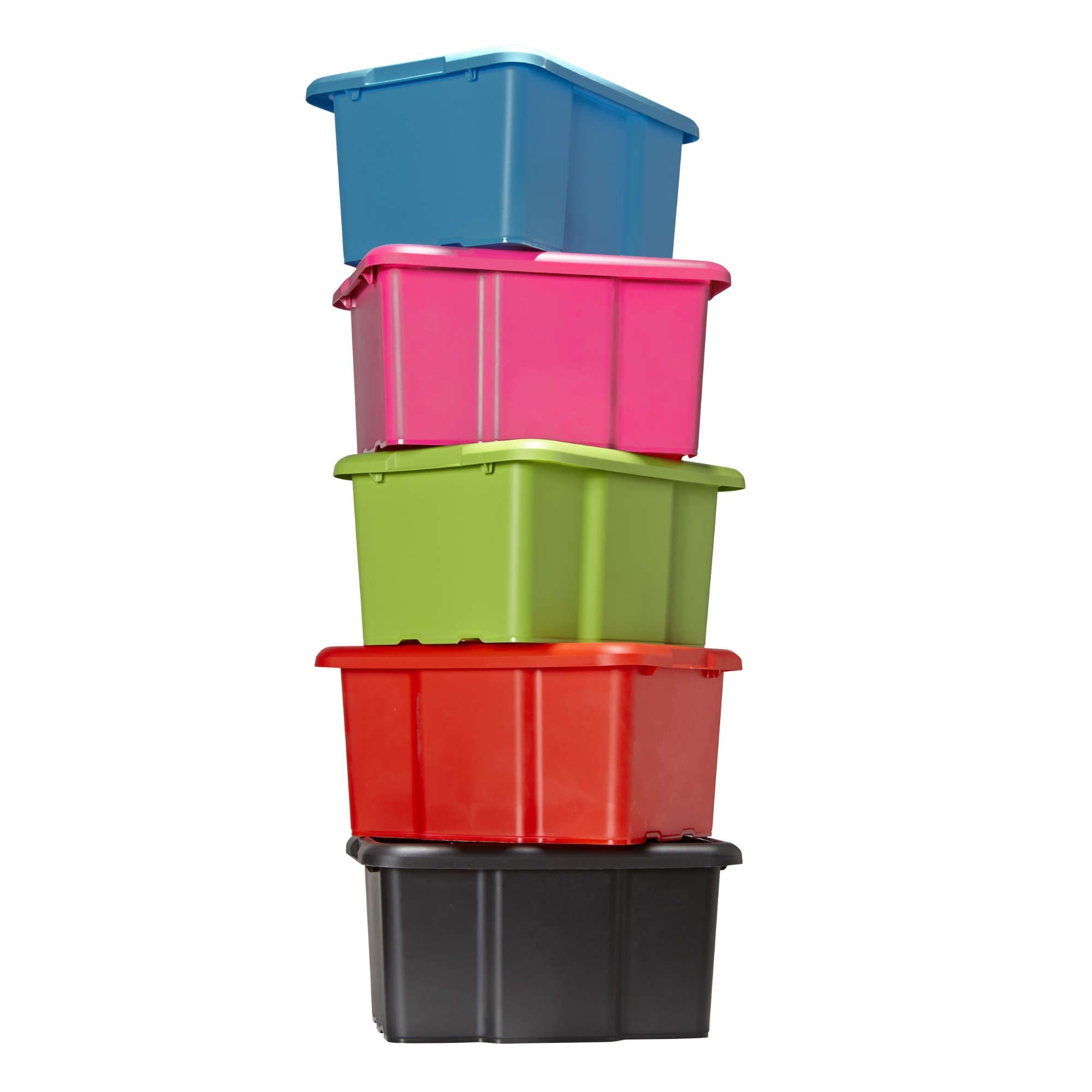 Lot de 10 bacs de rangement plastique 15L empilables - vert - 3