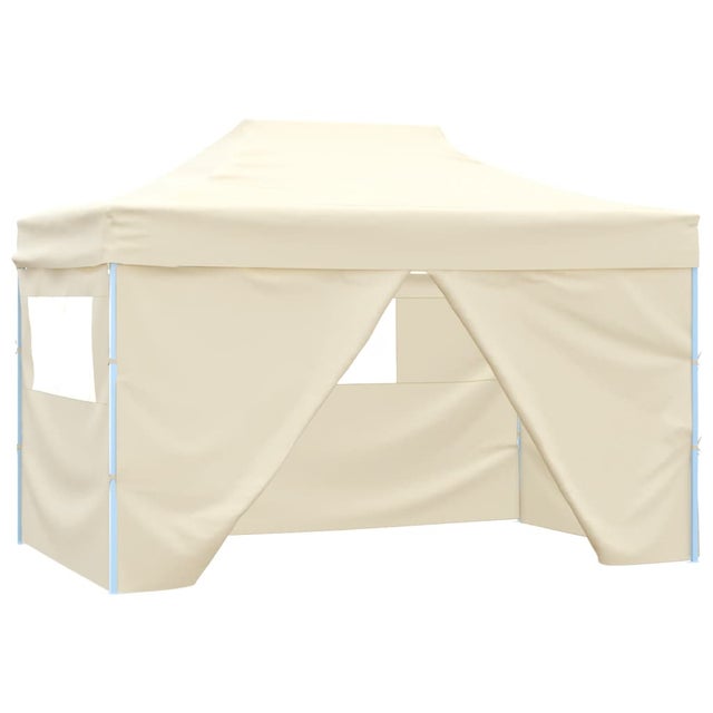 Tenda pieghevole con 4 pareti laterali 3 x 4,5 m Bianco crema