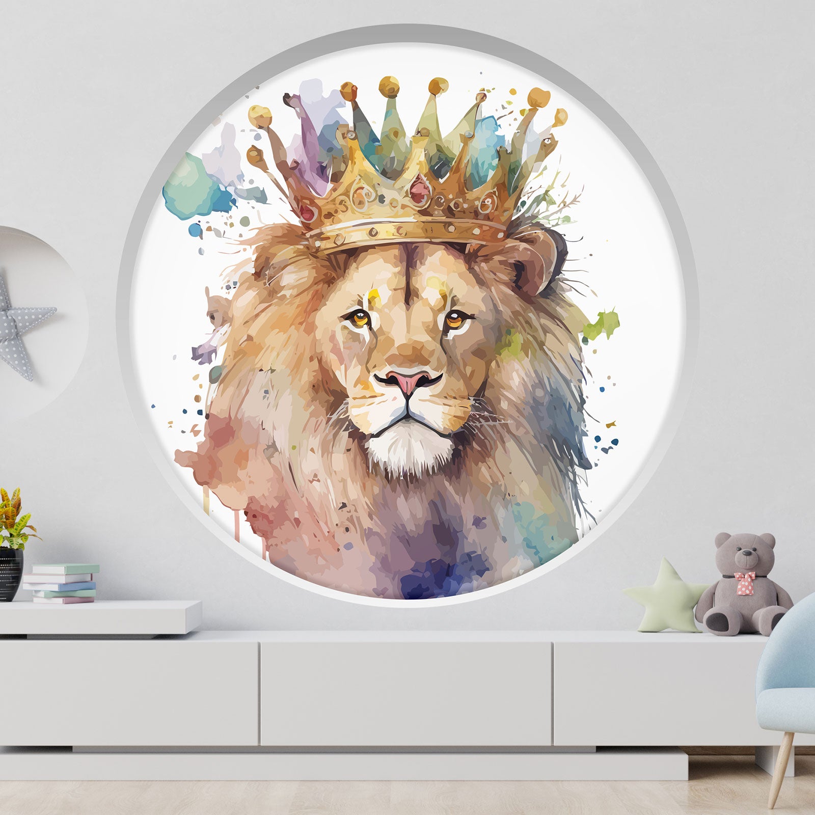 Stickers Trompe l'oeil Arche ronde Enfants - Roi lion - Diamètre 40 cm - 2
