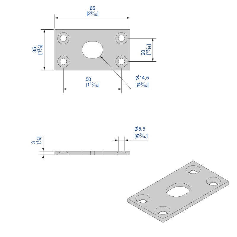 Gâche à entailler pour verrou Ø14 mm - 2