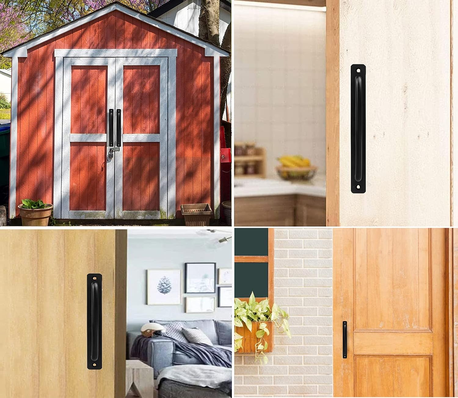 2 pièces Porte Fixes en Alliage D'Aluminium, Poignées de Porte Coulissantes, Poignées de Porte Robustes, Portes de Grange, Portes en Bois (Avec 4 vis) - 5