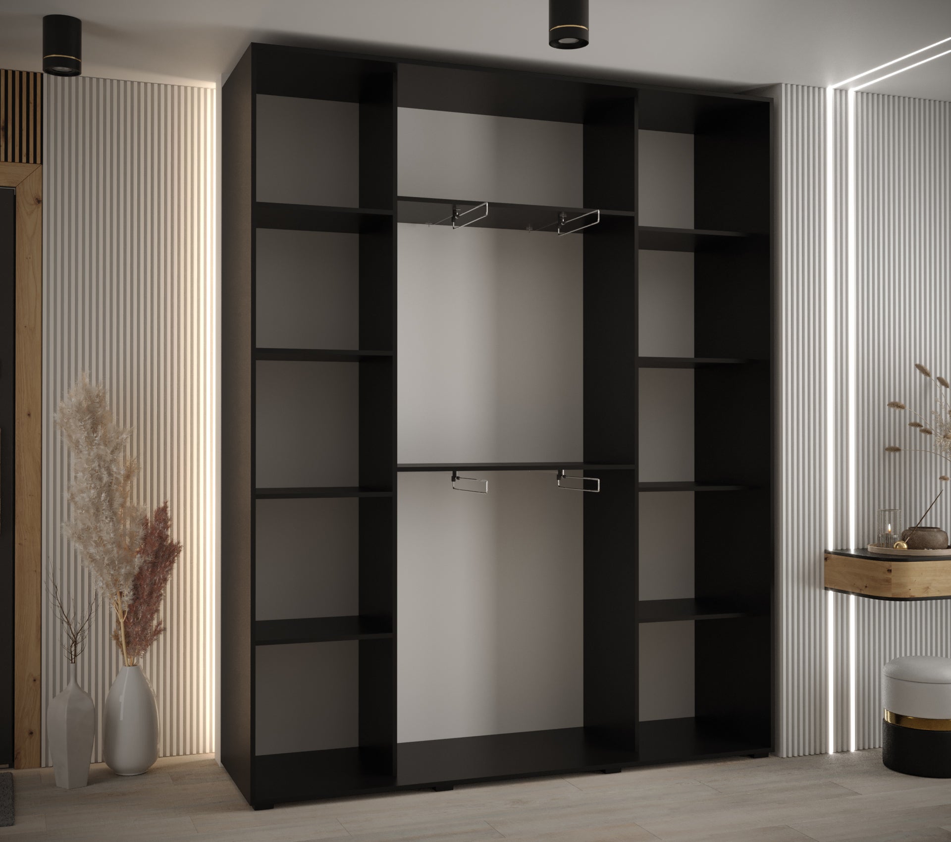 Szafa przesuwna wysoka Davos 12 200 x 45 x 235,2 cm czarny + czarny + u. czarny - Abiks Meble - 4