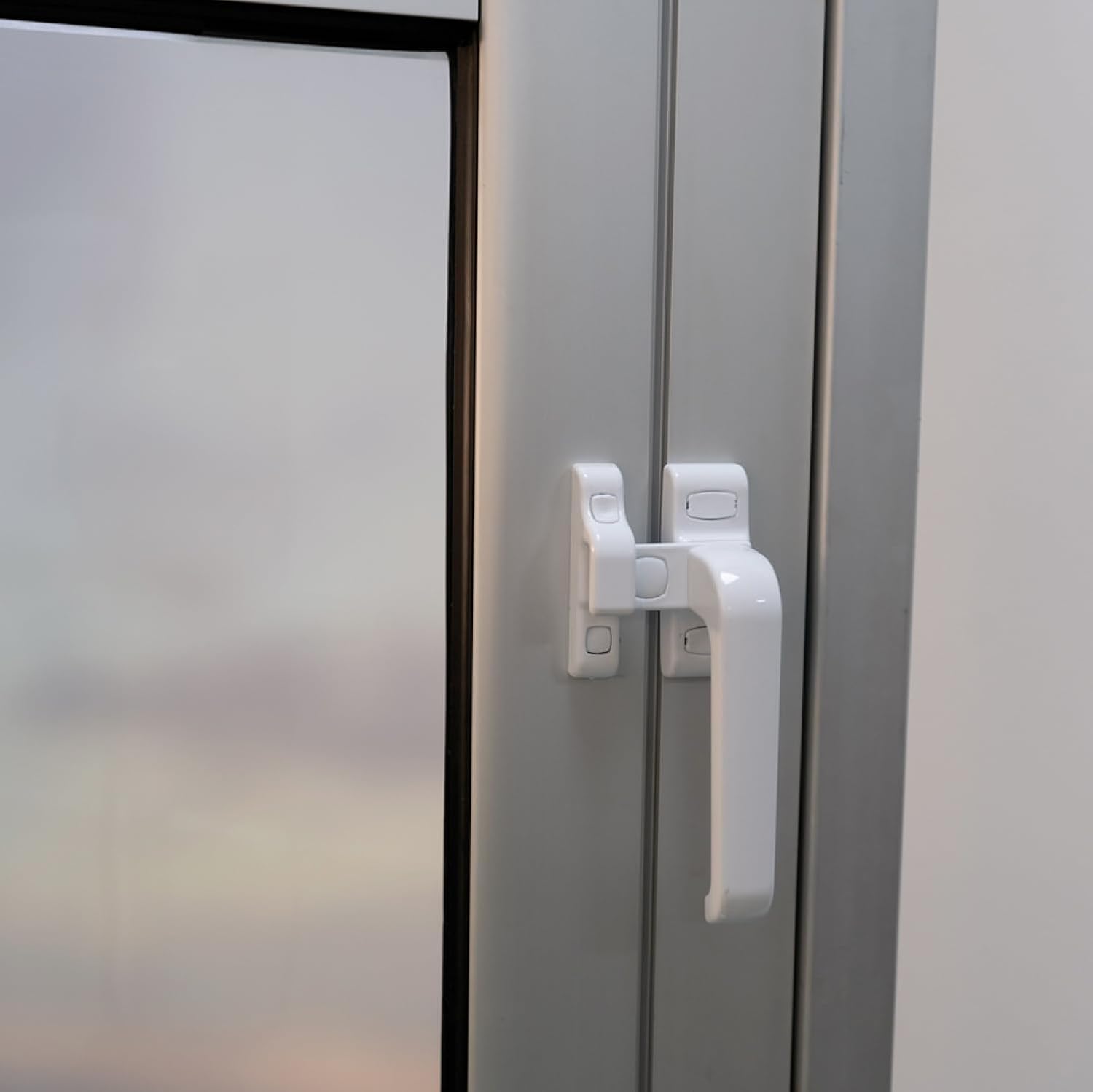 Poignée de verrouillage pour portes et fenêtres Mod. | 122 x 70 mm | Rosace | Droite | Portes et fenêtres intérieures | Sans équerre | Aluminium blan - 4