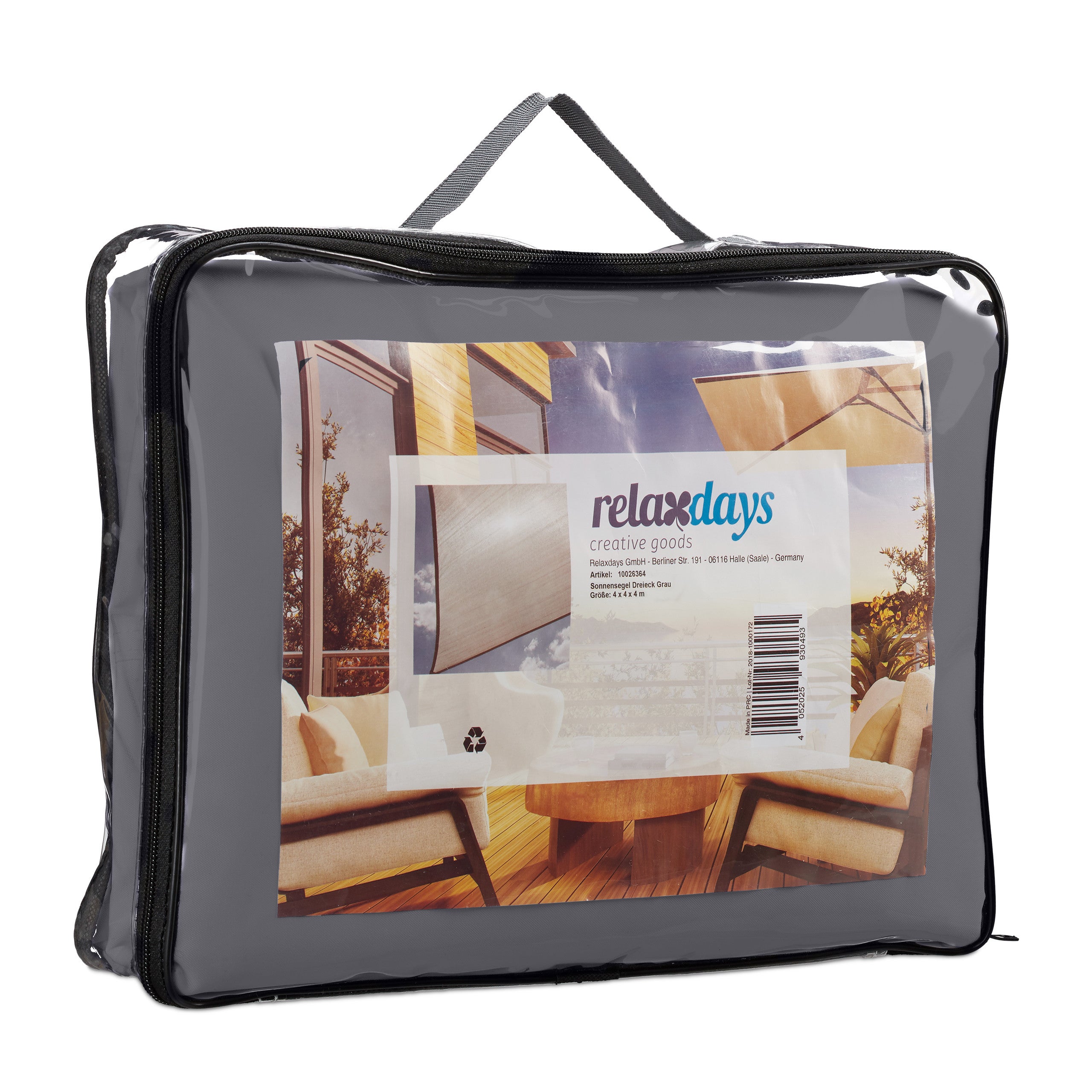 Voile d’ombrage triangle diffuseur d’ombre protection soleil jardin UV 4x4x4 m toile résistante à l'eau, gris, Relaxdays - 8