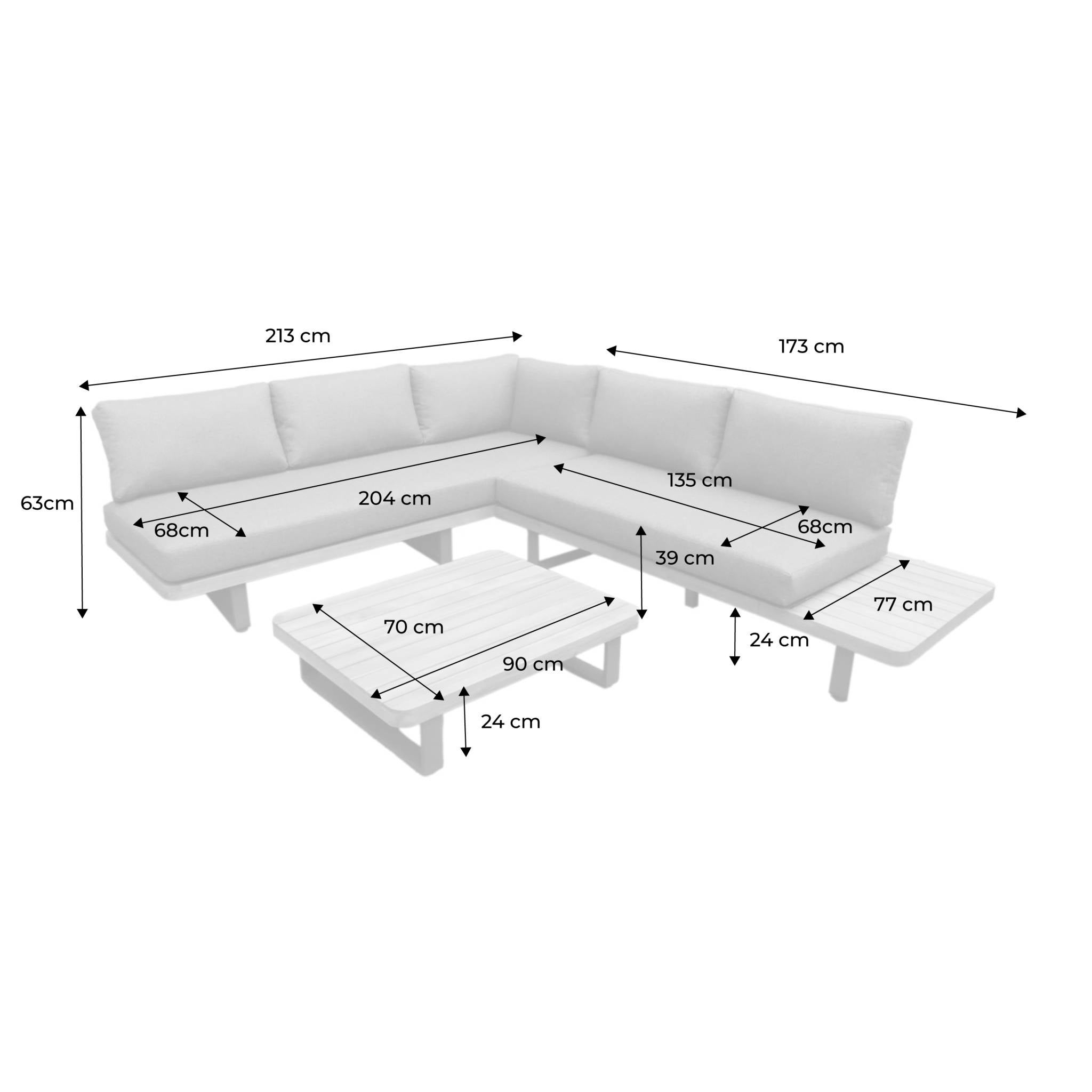 Salon de jardin en Aluminium et bois Gris 5 personnes - 4
