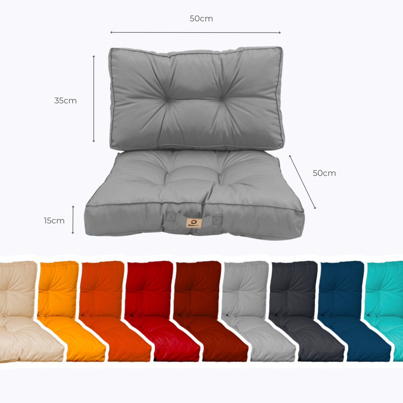 Coussins pour salon de jardin capitonné 50x50cm gris galet - 5