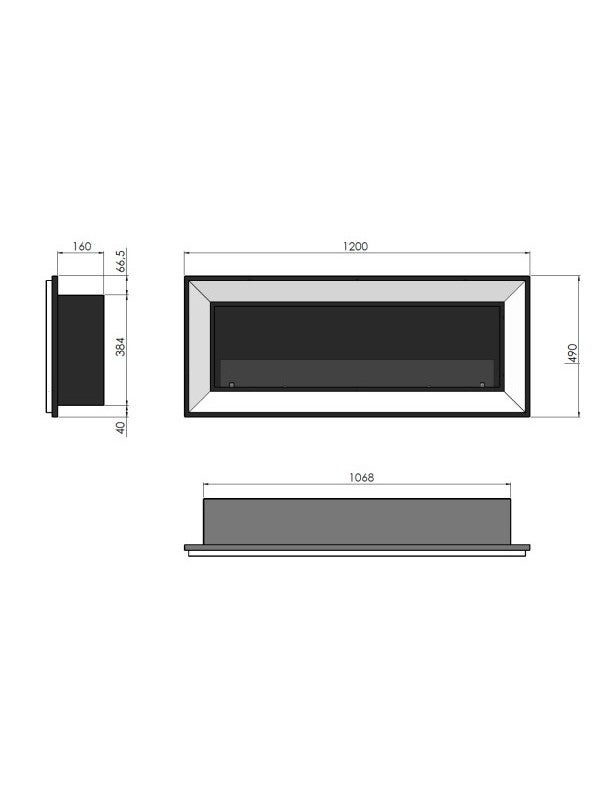 Lareira embutida a bioetanol Frame 1200 SimpleFire com vidro preto - 8