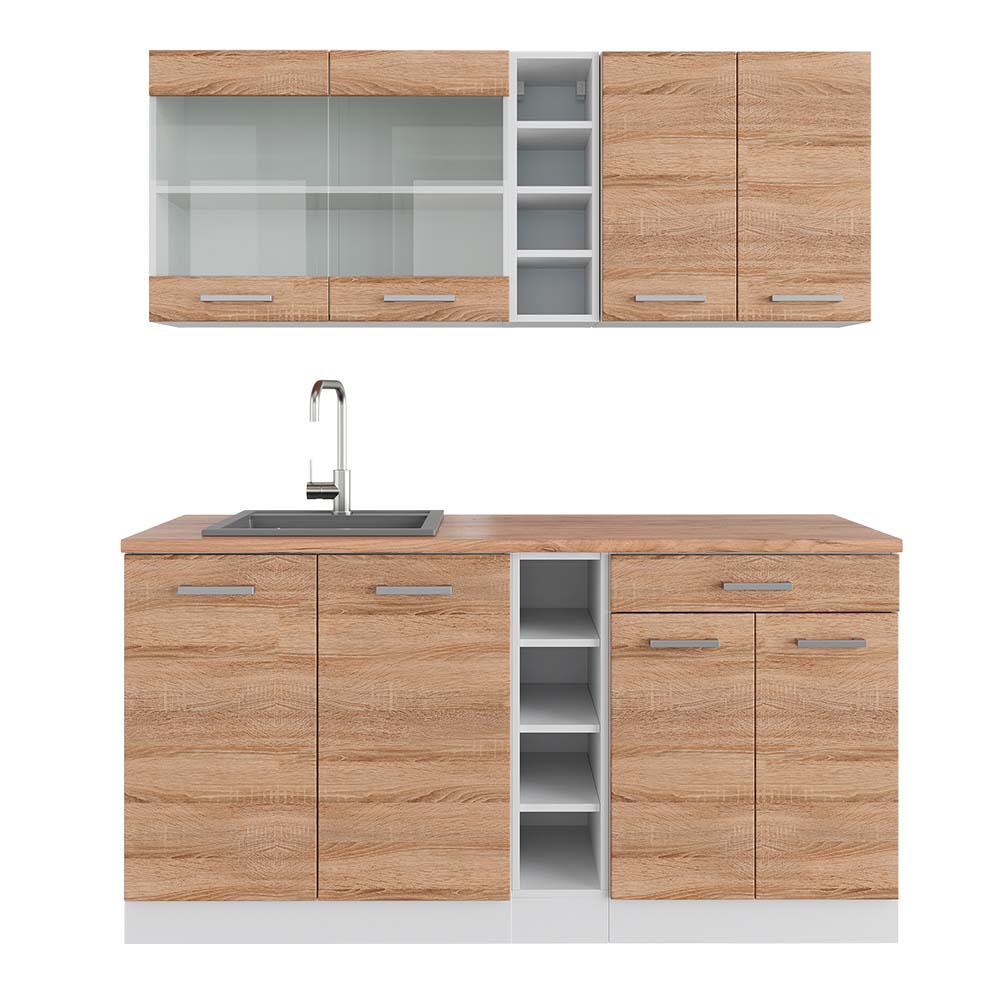 Vicco Pojedyncza kuchnia R-Line, Sonoma/Biały, 160 cm , BP Dąb