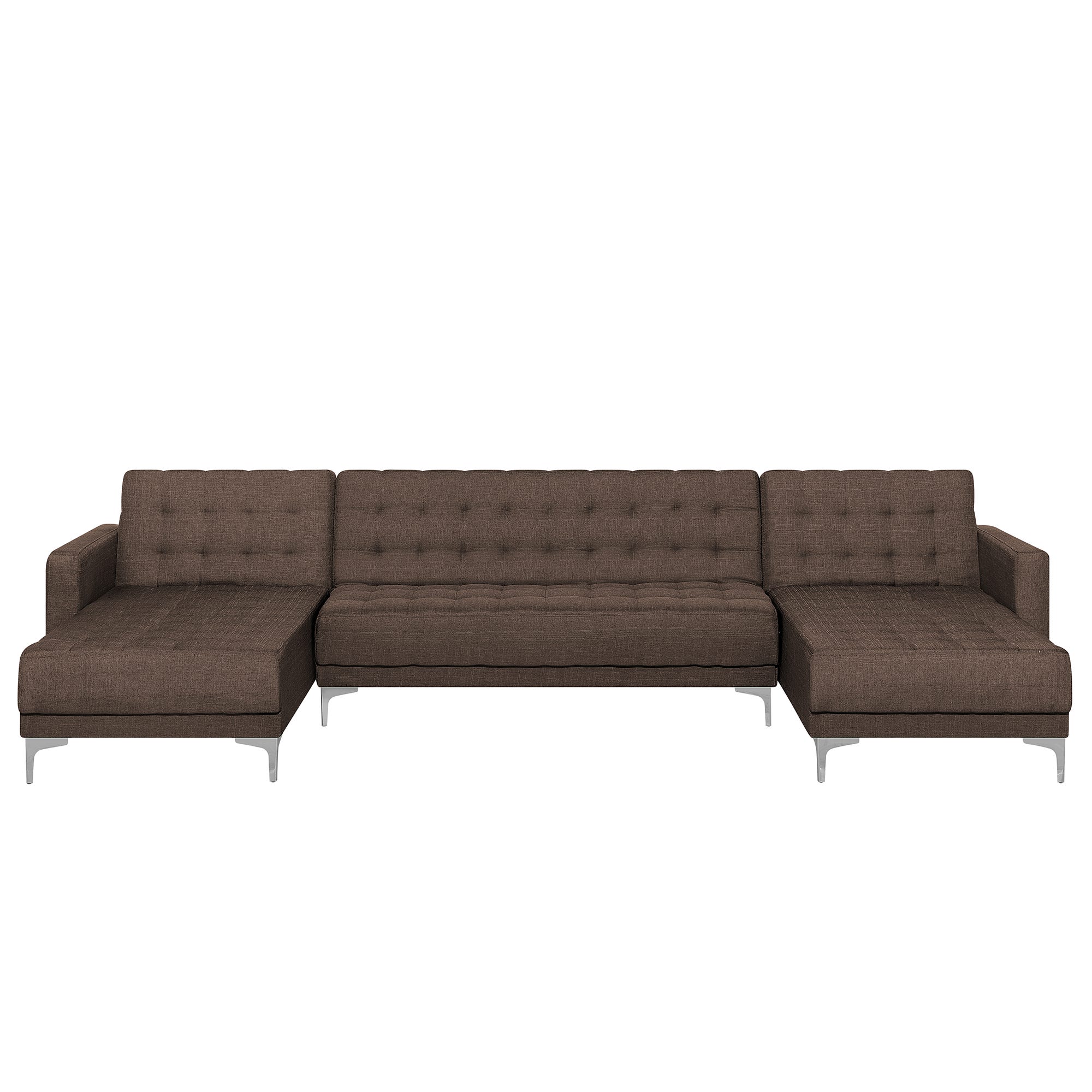 Canapé-lit modulable en forme de U ABERDEEN Tissu Marron foncé 5 places ...