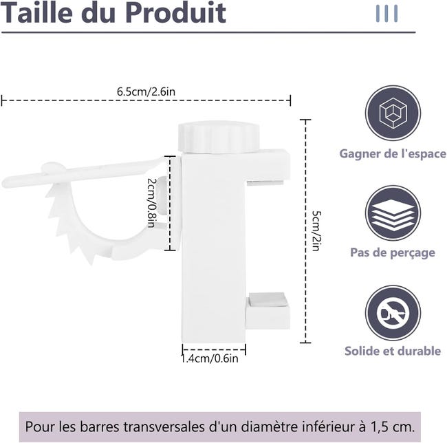 Supporto da parete estensibile e regolabile per bastone per tende, 19 mm, lunghezza 125-170 mm, colore bianco, (1 set di 2 portacanne Supporto da parete estensibile e regolabile per bastone per tende, 19 mm, lunghezza 125-170 mm, colore bianco, (1 set di 2 portacanne