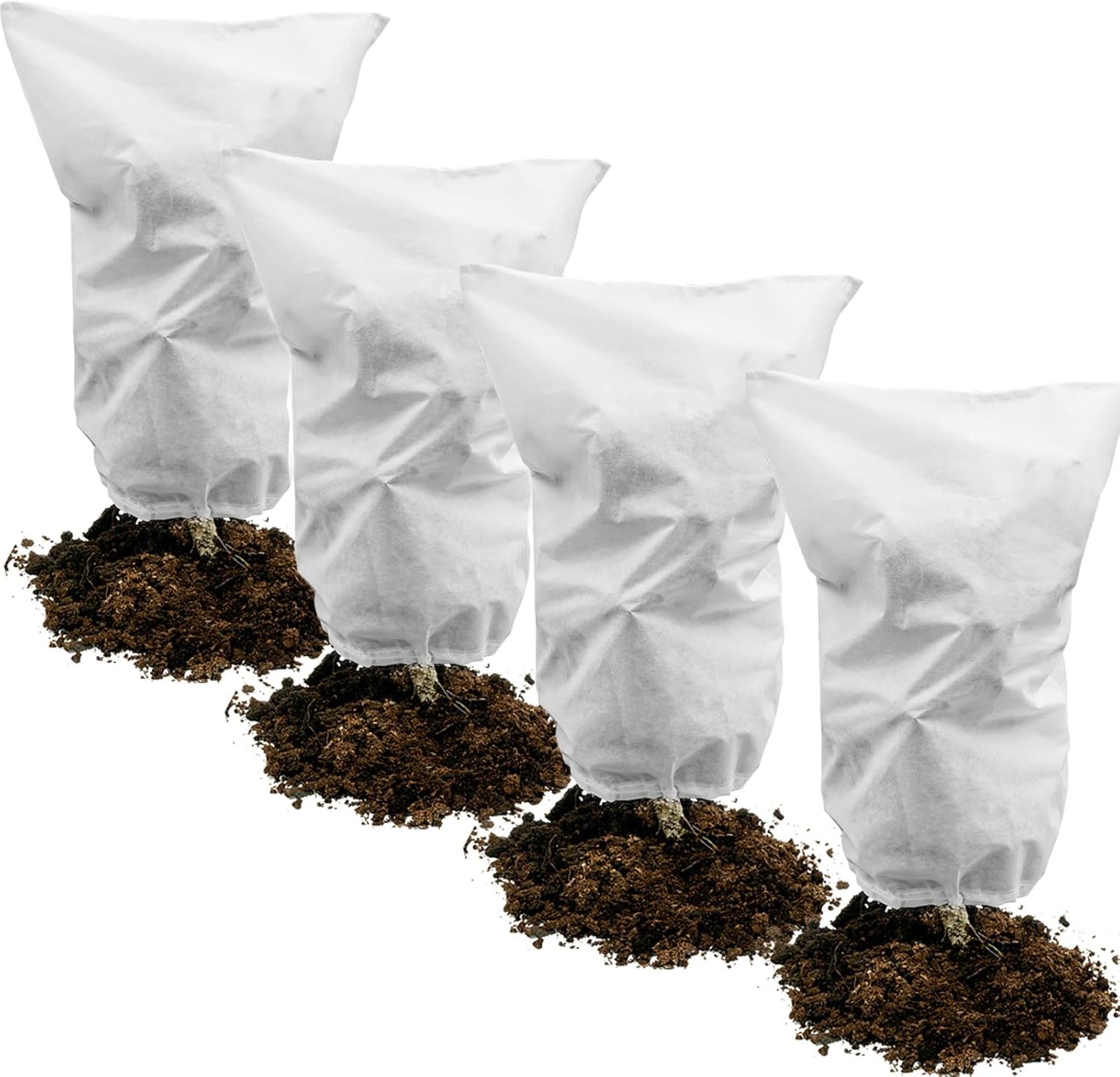 4 Coperture Invernali In Tessuto Non Tessuto Per Piante – Protezione Antigelo Con Coulisse – 100x80 Cm – Riutilizzabili E Traspiranti
