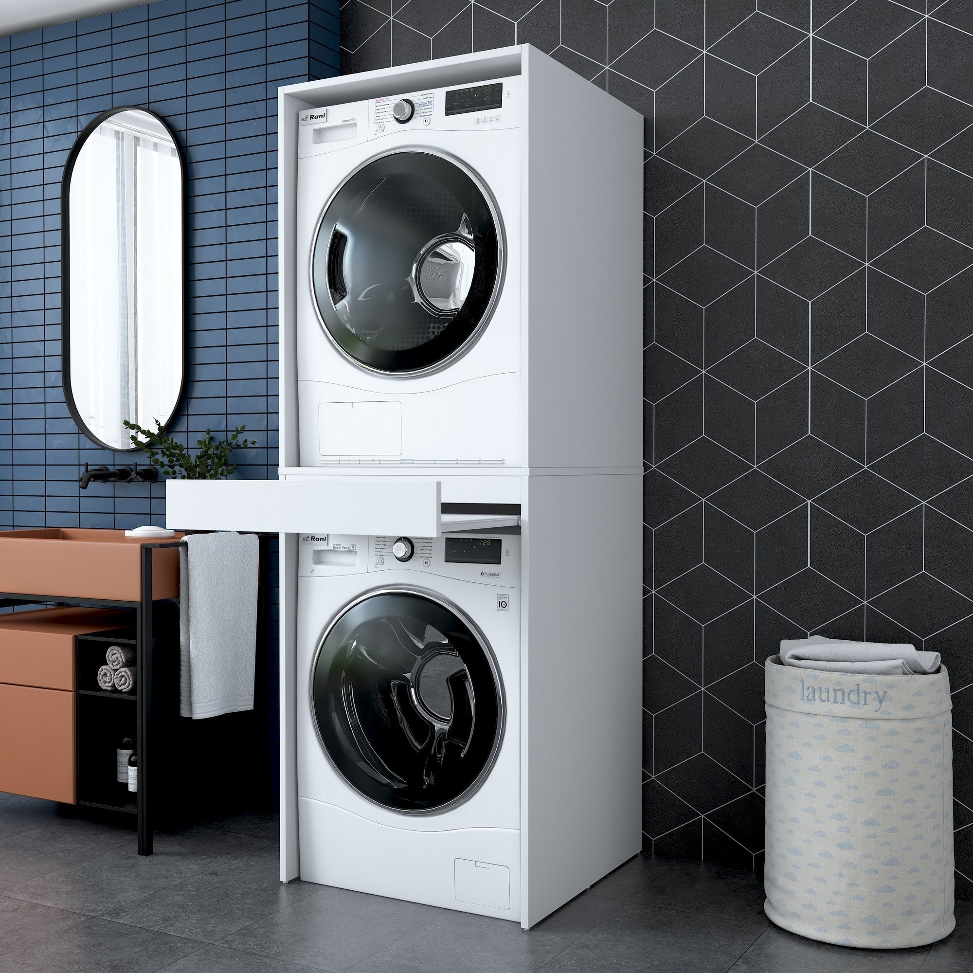 Mueble lavadora secadora KD113-3856 Blanco 66 6x189x65 cm - 3