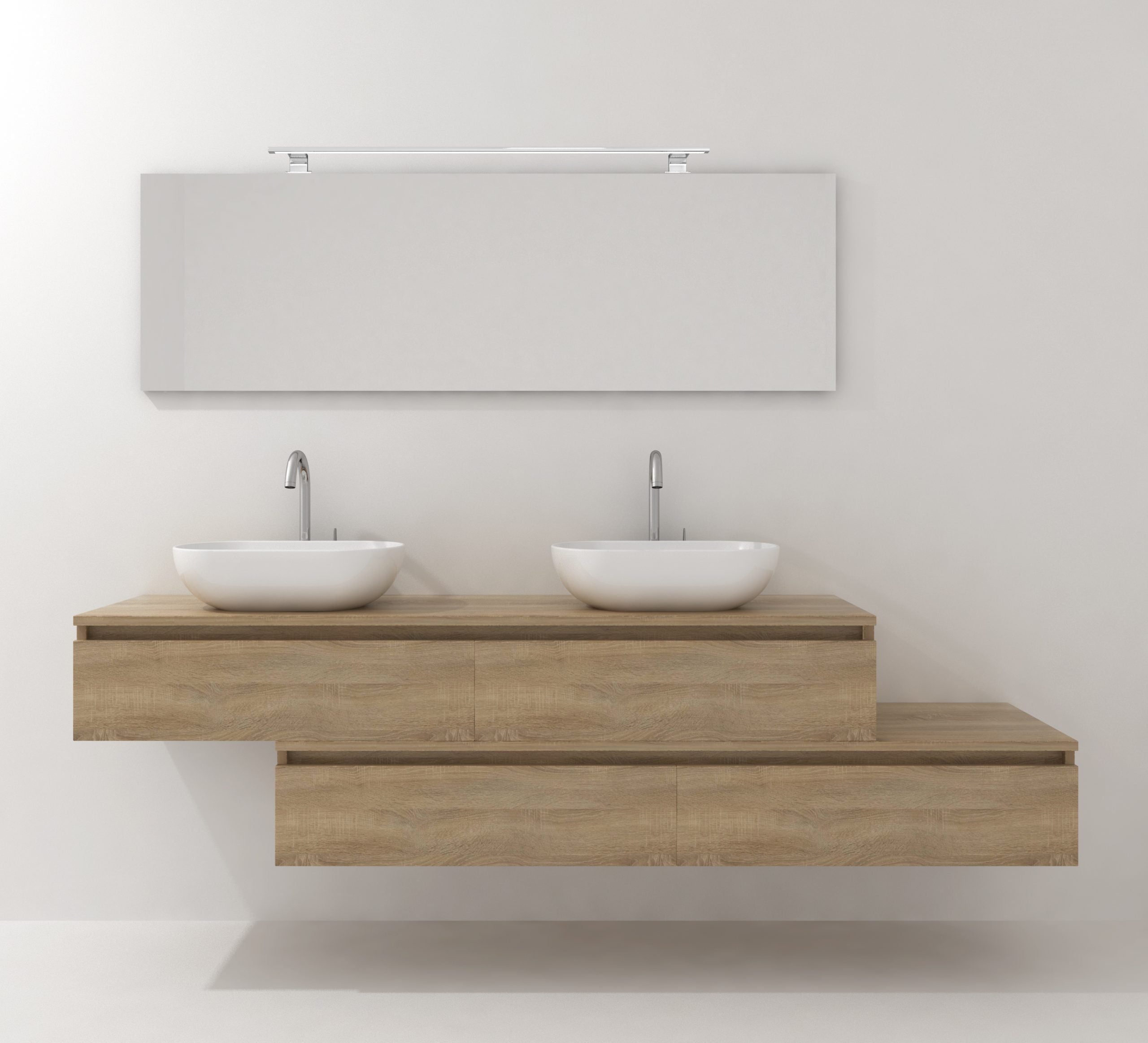 Pack Meuble Salle de Bain Avantarea avec vasque + miroir + spot LED SANCY Bardolino chêne 160CM - 2