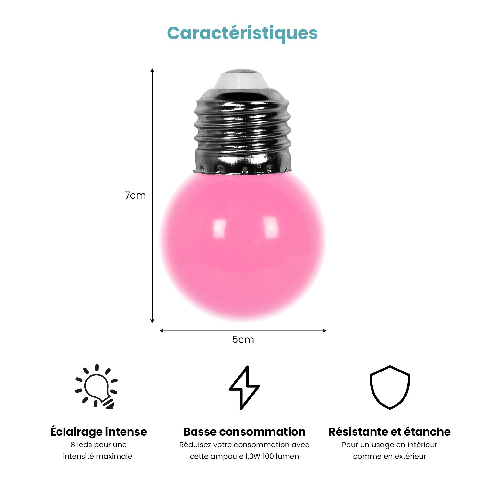 Ampoule Guirlande Guinguette Led E27 Couleur Rose - 1.5W SKYLANTERN - 2