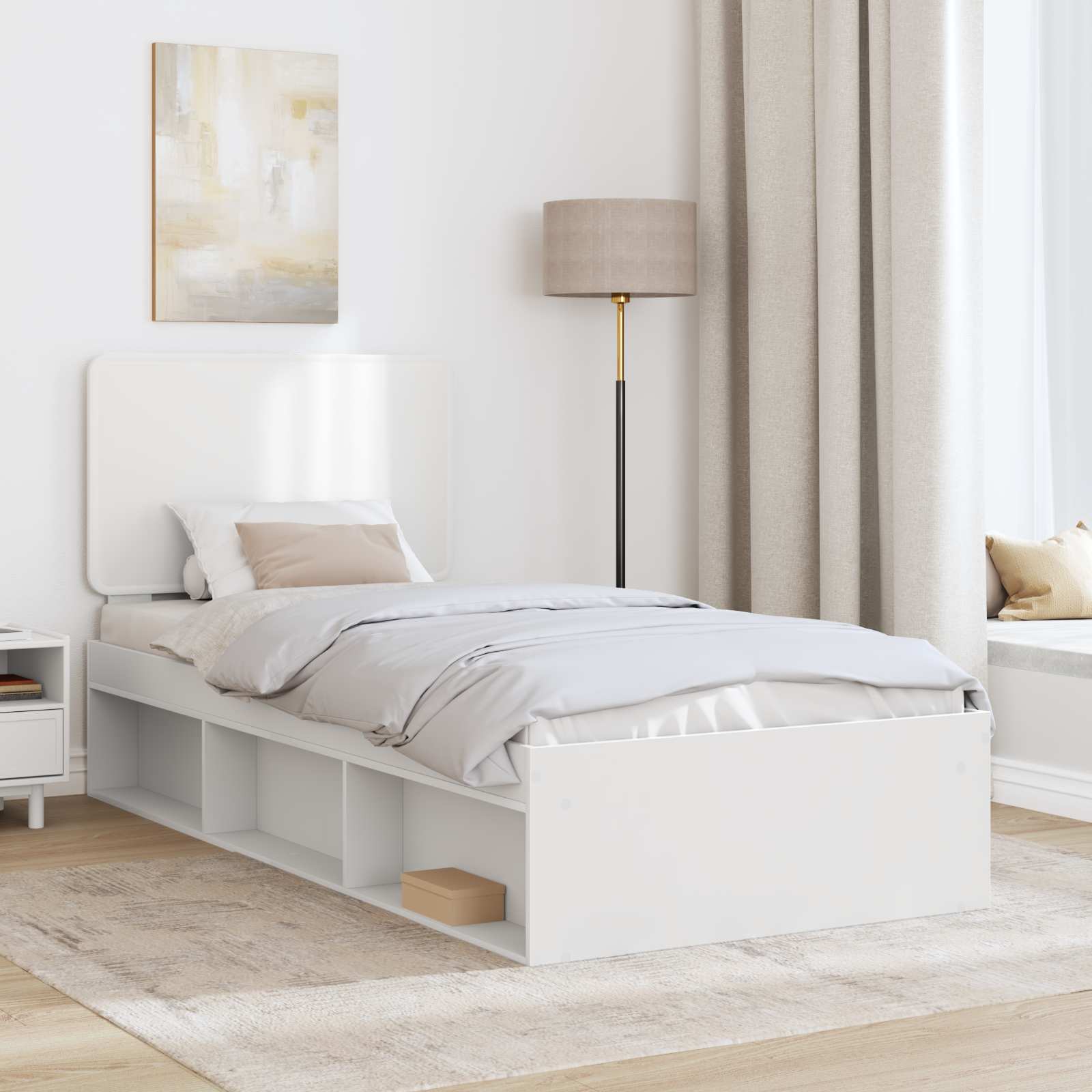 Cadre de lit blanc 75 x 190 cm pin massif - 3