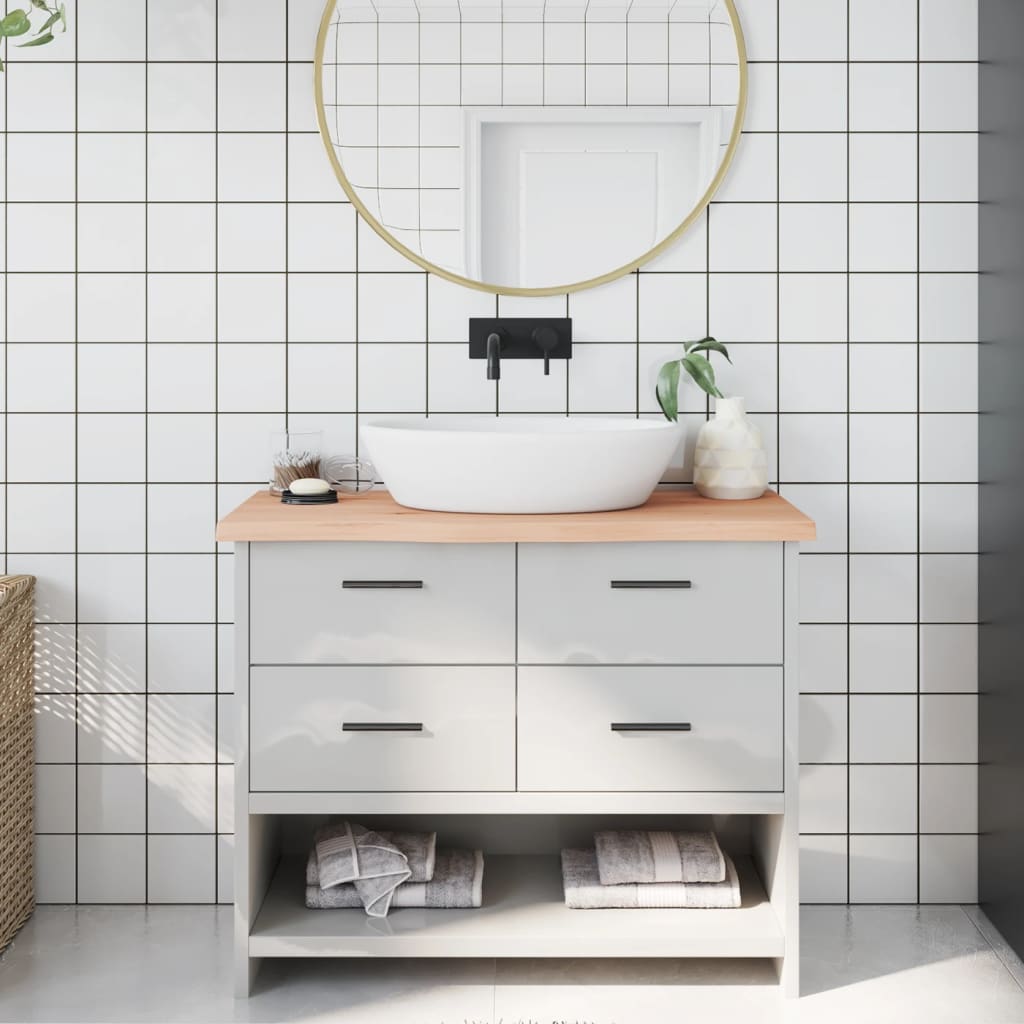 Maison exclusive - encimera de baño madera maciza sin tratar 100x40x(2-4) cm