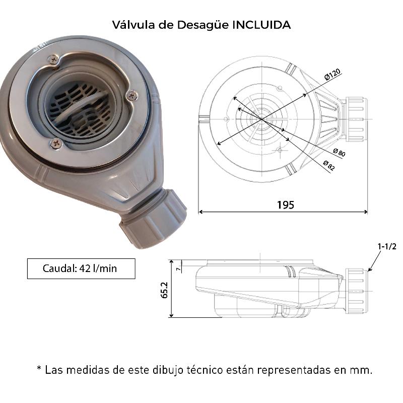 Plato de ducha pizarra ONDA CENIZA 70x110 cm rejilla color - 3
