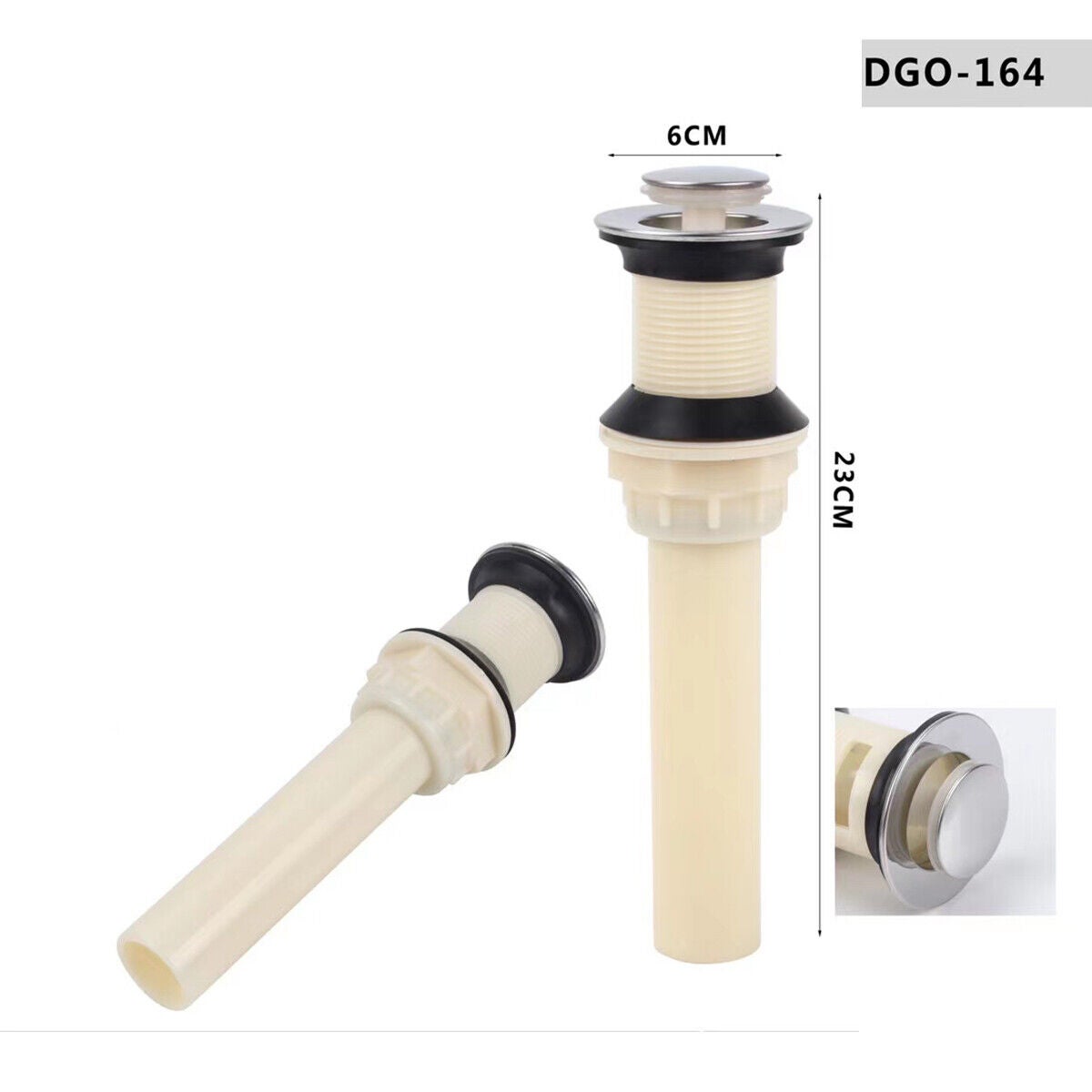 Piletta Scarico Click-clack In Ottone Nero Opaco – 1 1/4 Universale, Altezza Regolabile 0-60 Mm, Per Lavabo E Bidet