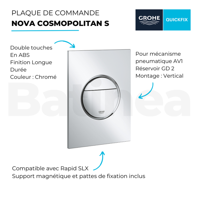 GROHE Nova Cosmopolitan S Chromowana płytka spłukująca do toalety