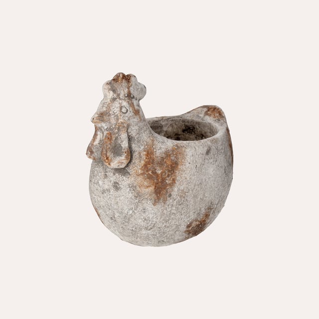 KeyHome - Vaso in Resina a Forma di Gallina Grigia Effetto Pietra