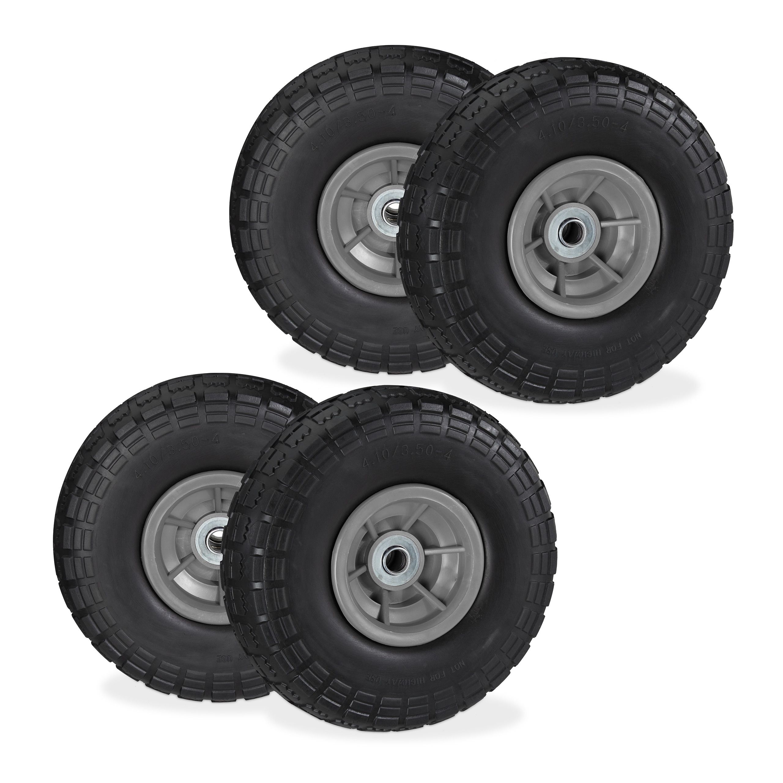 Roue de diable, lot de 4, en caoutchouc, increvables, 260 x 85, essieu ...