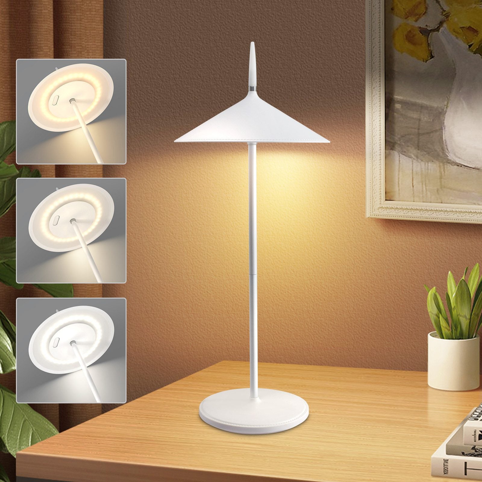 NETTLIFE Lampa stołowa zasilana bateriami bezprzewodowa lampa nocna LED 1800mhA akumulatorowa dotykowa ściemnialna nowoczesna zewnętrzna lampa stołowa