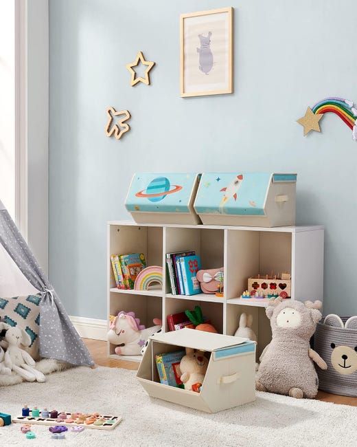 Organizzatore Impilabile Per Bambini SONGMICS - 3 Scatole Con Coperchio Magnetico E Design Animaletto - Foto 5