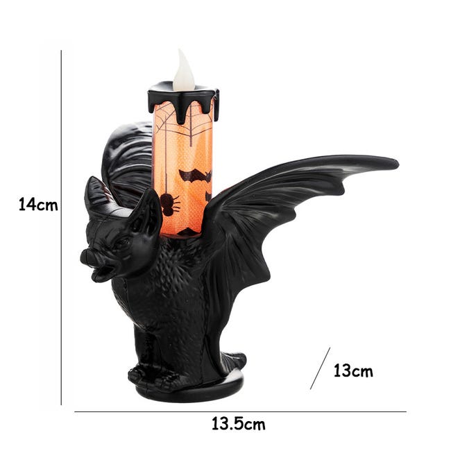 6 Candele LED Per Halloween Con Motivi Fantasma, Zucca E Pipistrello - Alte 27,5 Cm, Fiamma Tremolante - A Batteria, Sicure Per Interni/Esterni