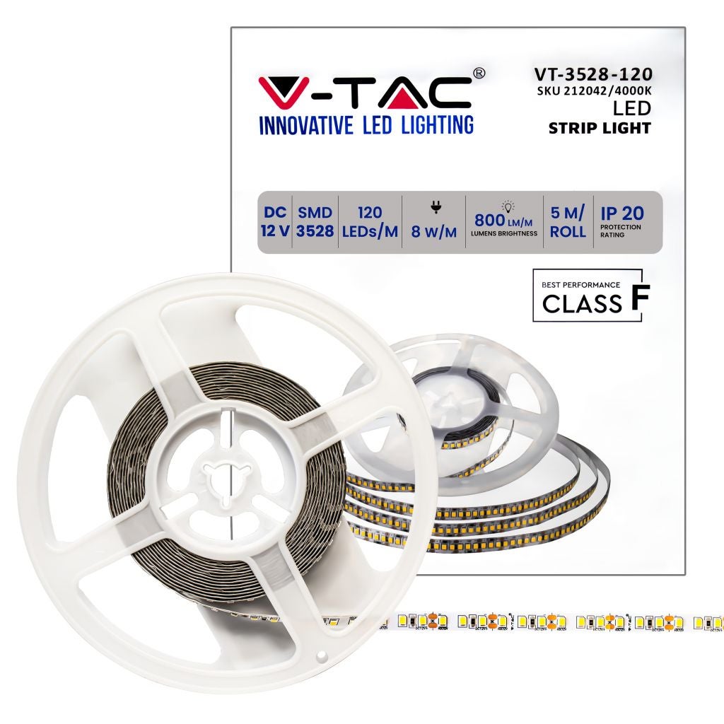 Taśma LED SMD3528 8W/m 5m 120 LED/m 12V 4000K IP20 8mm