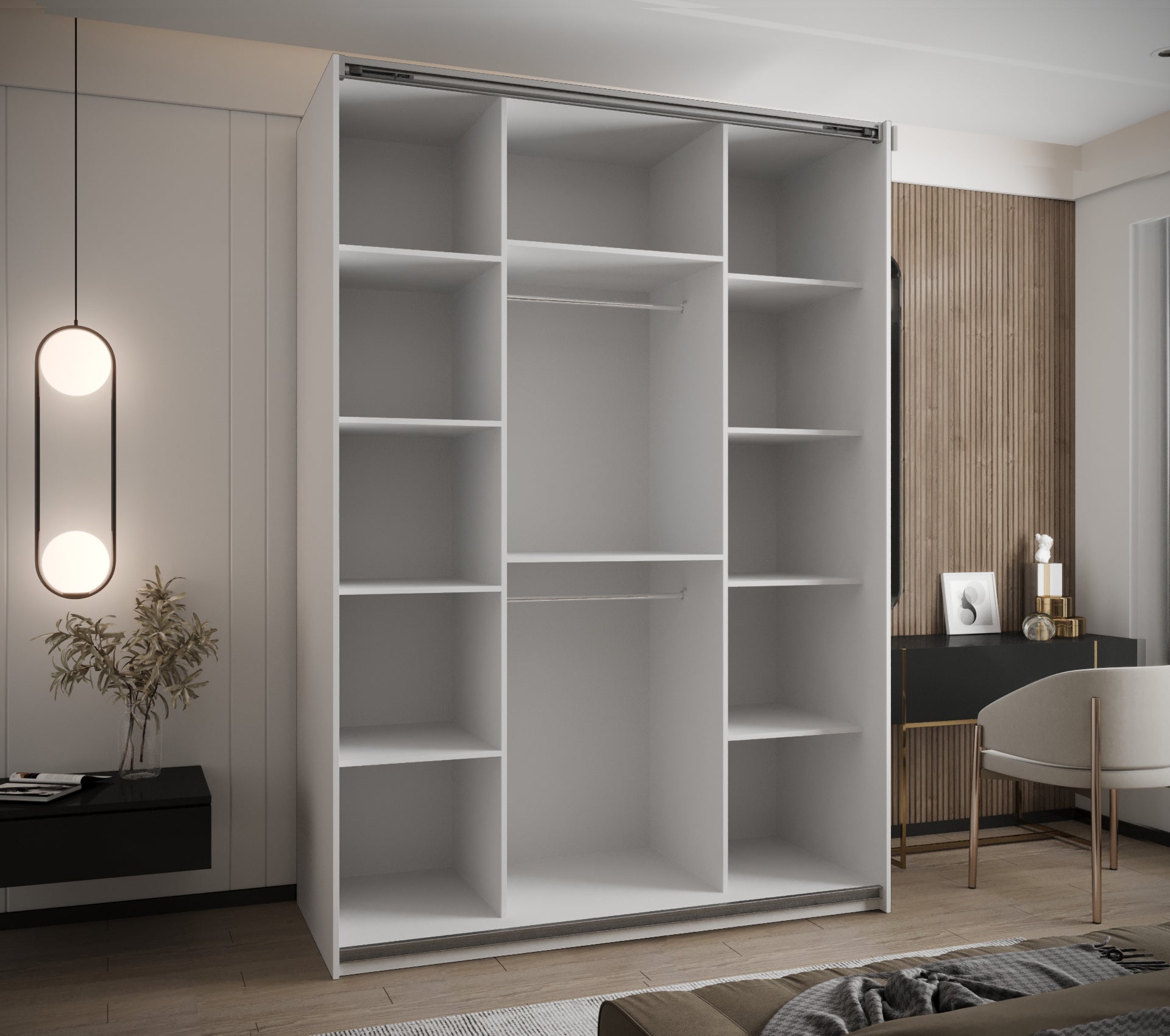 Szafa przesuwna wysoka Lux 2 170 x 64 x 245,5 cm biały + artisan + u. srebrny - Abiks Meble - 4