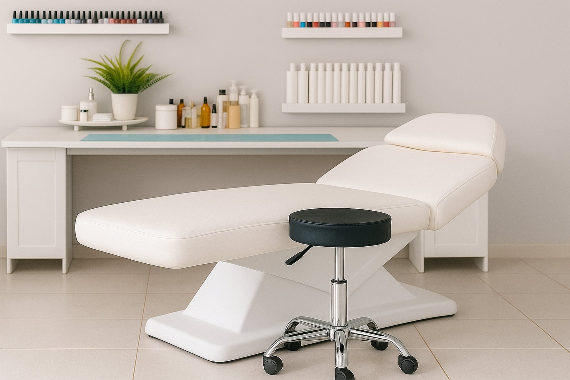 Sgabello professionale estetista in ecopelle, sgabello da ufficio mod. Alvin - 2