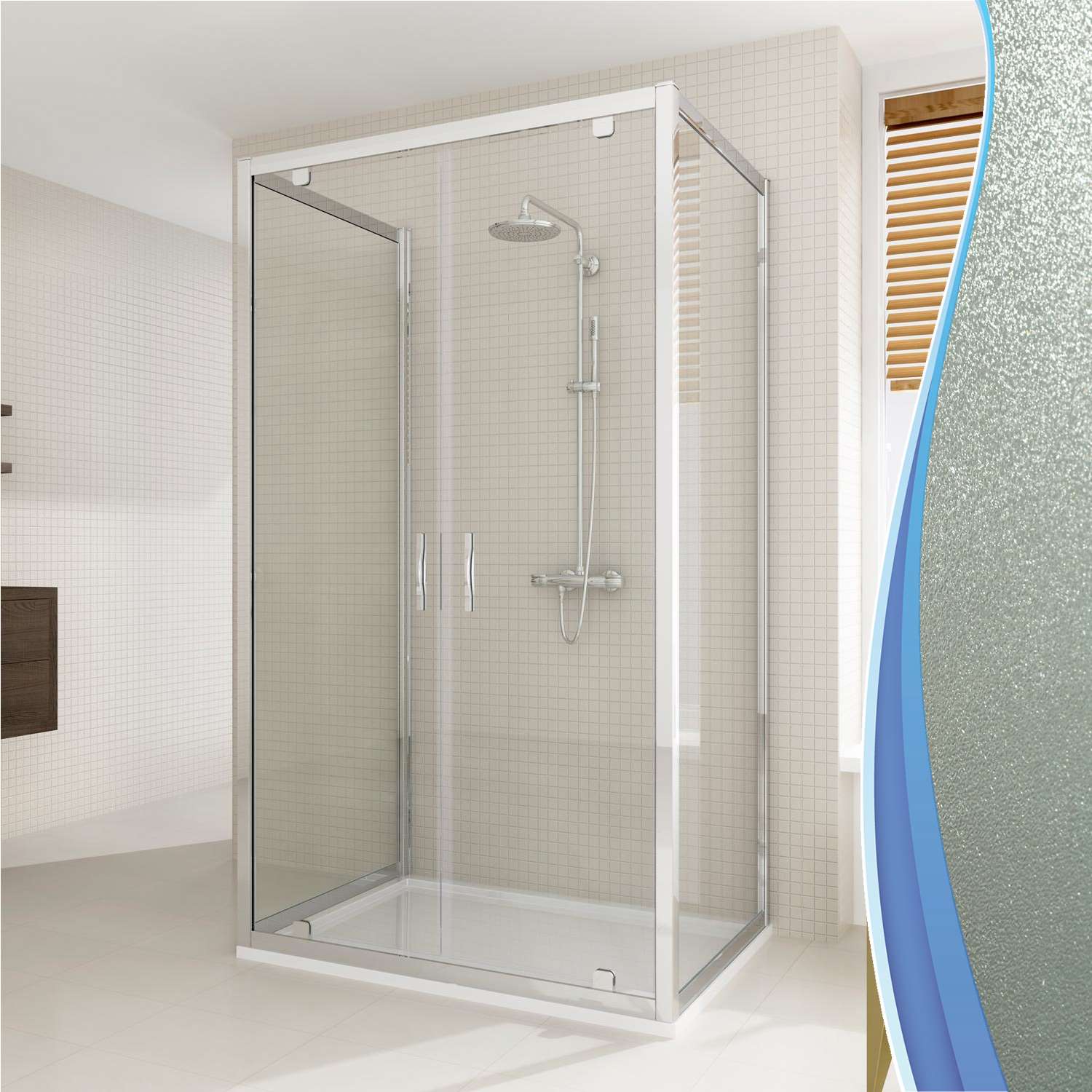 Cabine Douche 3 Côtés 80x110x80cm Young Trio - Verre Sécurité 6mm Transparent - Porte Coulissante - Hauteur 198cm