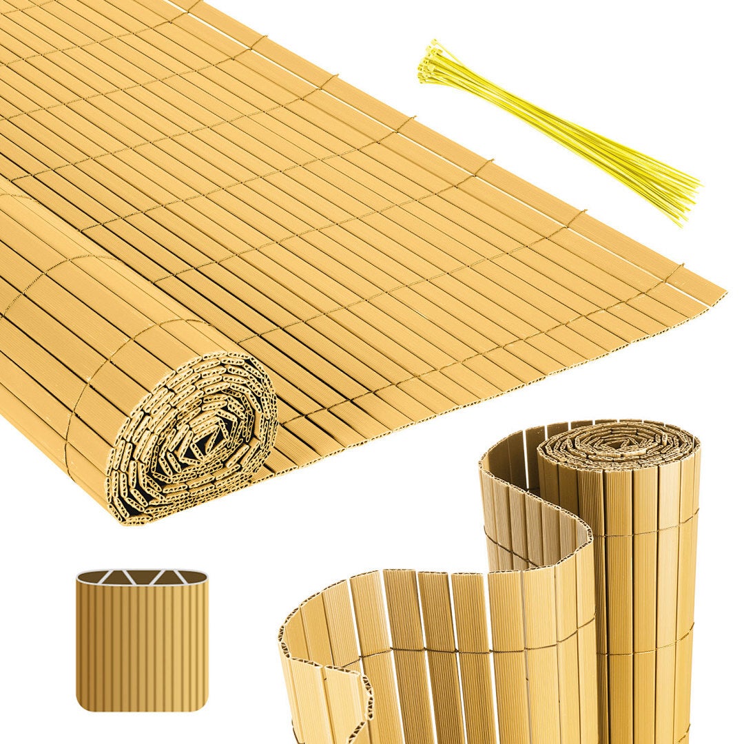 Mata PVC na ogród/balkon/taras, osłona i wiatrochron, 1,6 x 4 m, bambus