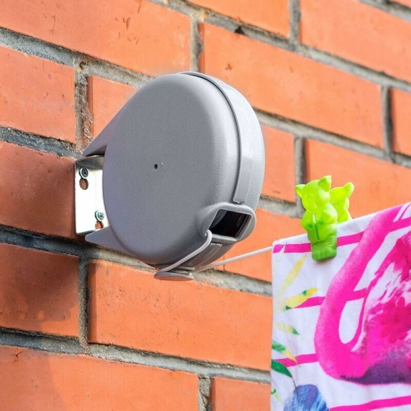 Automatycznie zwijany wieszak na ubrania o długości 15 m, mocny i trwały, łatwy w montażu na ścianie.