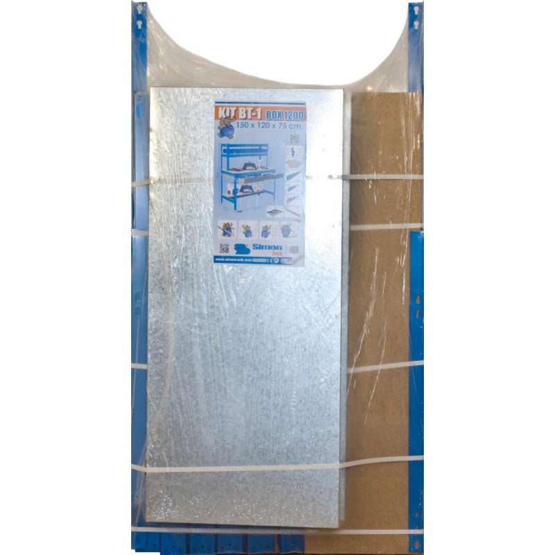 Bancada de trabalho SIMONWORK com 5 prateleiras (144,5x91x61cm) AZUL E MADEIRA - 4