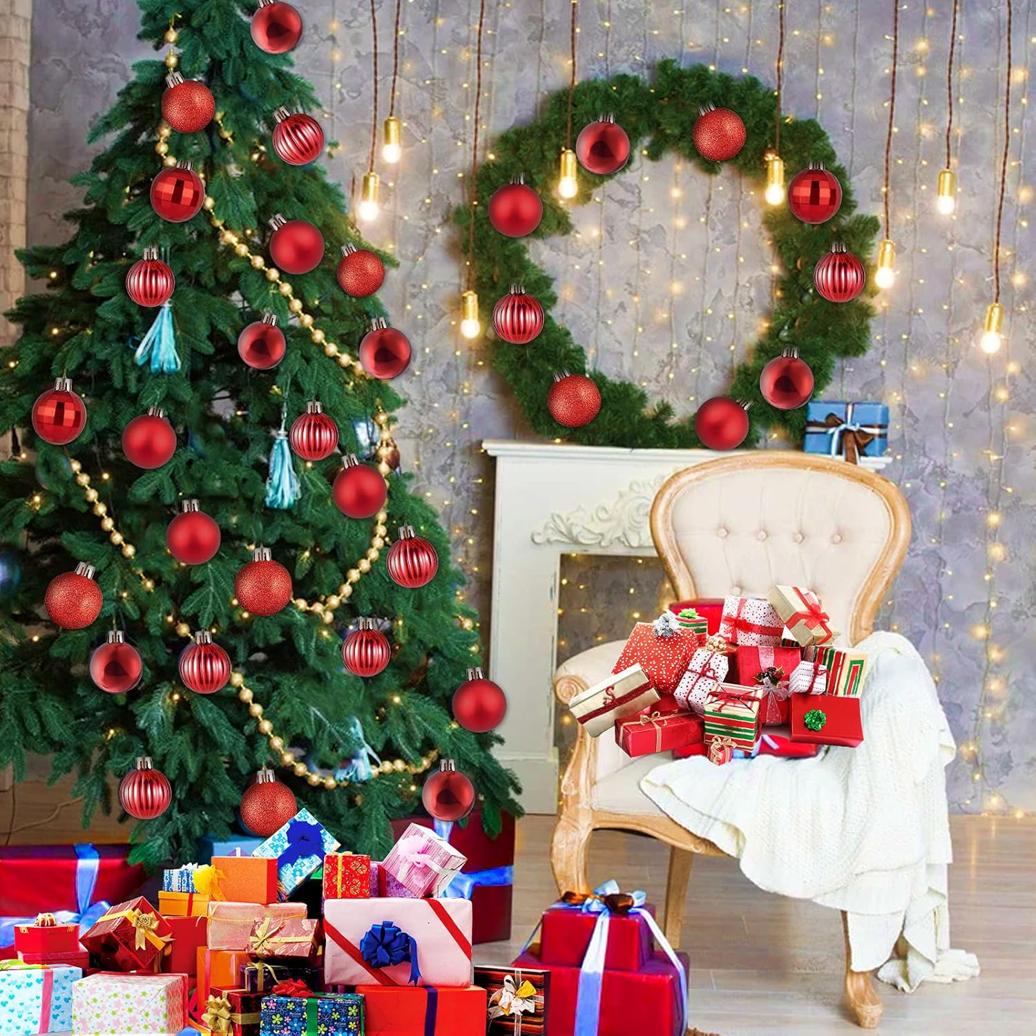 Conjunto de 36 enfeites para árvores de Natal, Conjunto de bolas de Natal, Pingentes para árvores de Natal, Presente de Natal, Decorações de Natal - 6