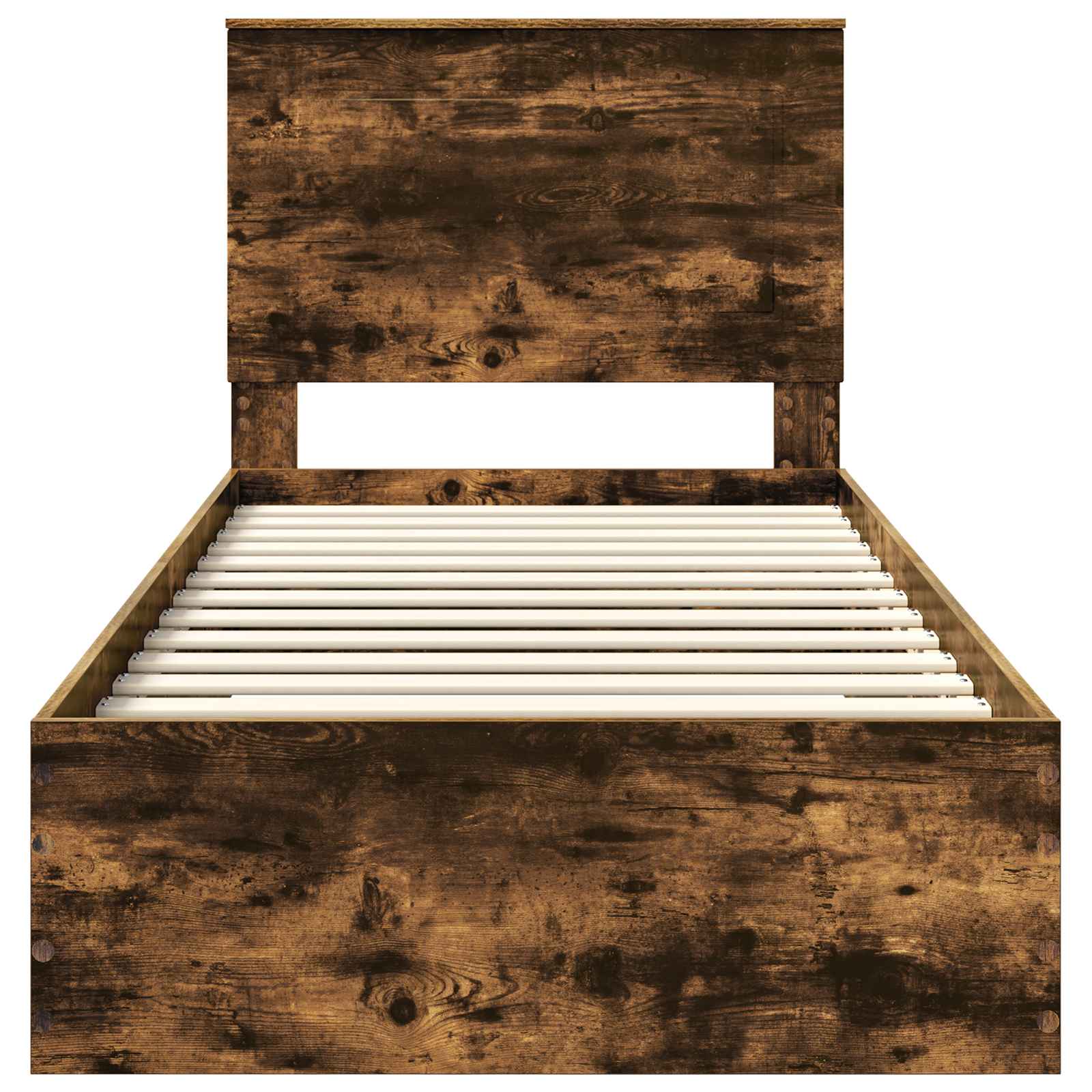 Cadre de lit chêne fumé et argent, panneau de bois, pour la chambre, 75 × 190 cm - 7