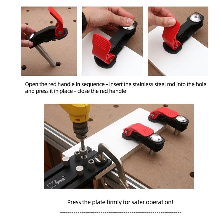Braçadeira para carpintaria, prensa de mesa de aço inoxidável, liberação rápida de 20 mm para tampos de mesa com furos - 5