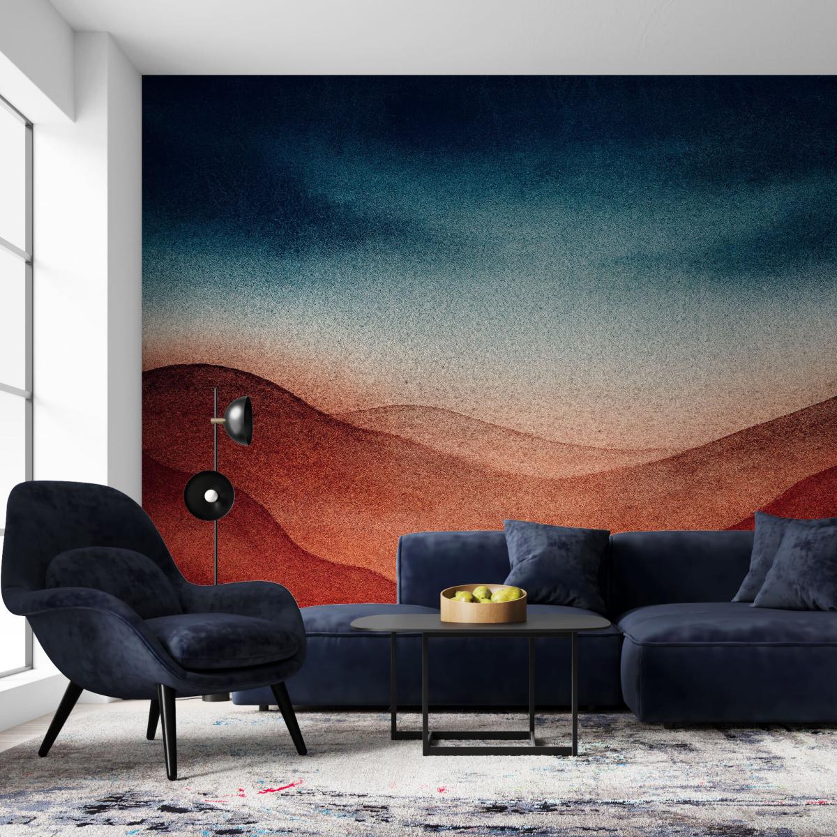 papier-peint-panoramique-avec-montagnes-et-d-grad-de-couleurs
