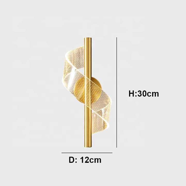 Nowoczesna dekoracyjna lampa ścienna do salonu, wykwintne oświetlenie (akryl złoty) (trójkolorowe zmiany oświetlenia) - 8
