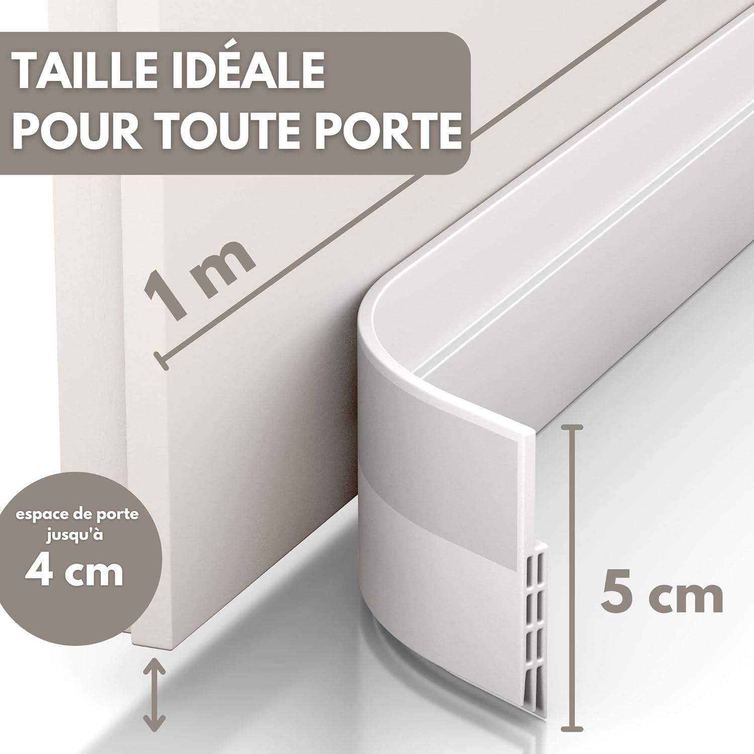 Burlete para puerta y puerta: ideal para aislar del frío, el ruido y la humedad (1 blanco) - 2