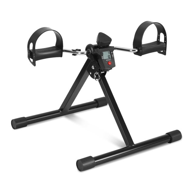 Mini bicicleta dobrável com ecrã LCD, eira para braços e pernas, resistência ajustável, compacta para casa, escritório, idosos, portátil