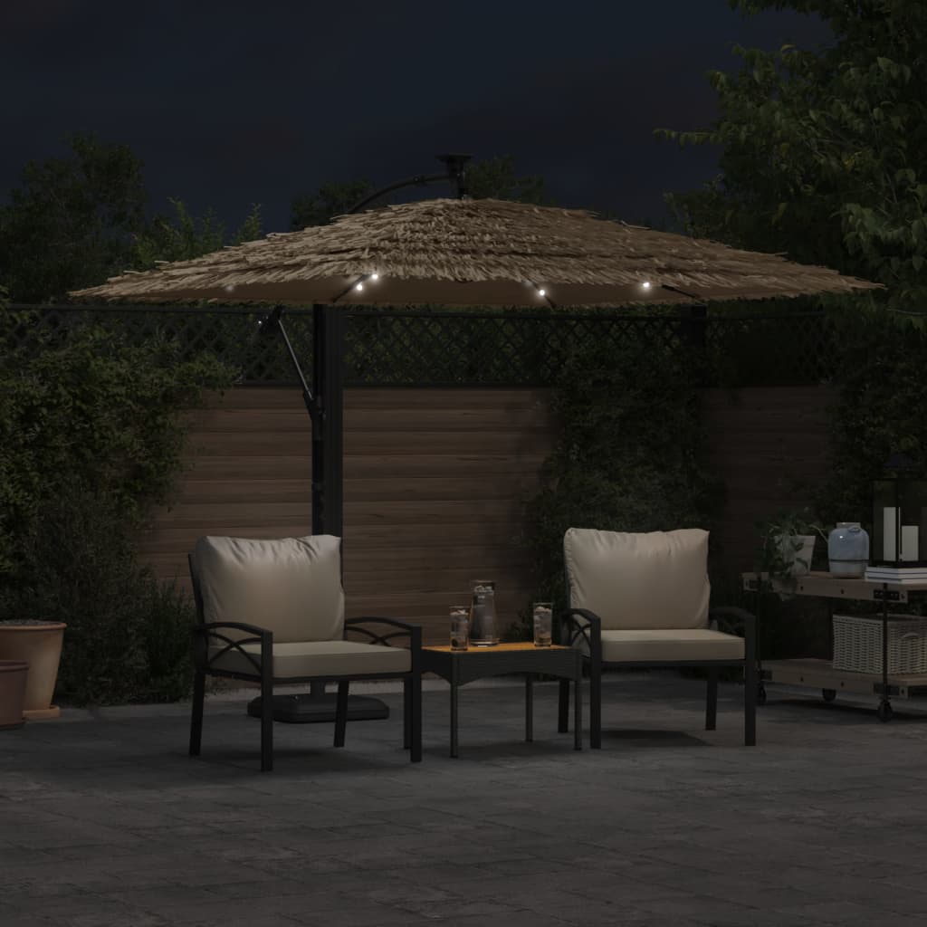 Parasol de jardin avec LED et mât en acier marron 246x246x230cm vidaXL - 4