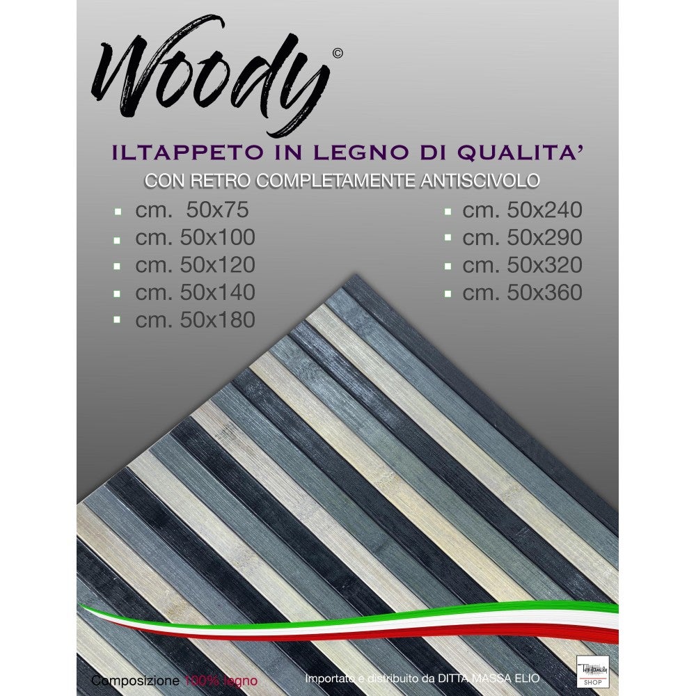 TAPIS de CUISINE WOODY en BOIS de BAMBOU NOIR GRIS DÉGRADÉ toutes les mesures Cm. 50x120 - 2