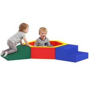 AIYAPLAY 6PCS Module motricité bébé Parcours motricité bébé Blocs de Construction en Mousse avec Housse en revêtement synthétique - Jouets éducatifs pour Enfants d'âge préscolaire, Multicolore