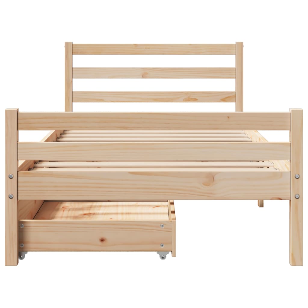 Lit Adulte | Lit simple | Cadre de lit sans matelas 100x200 cm bois massif de pin CFW83426 - 4