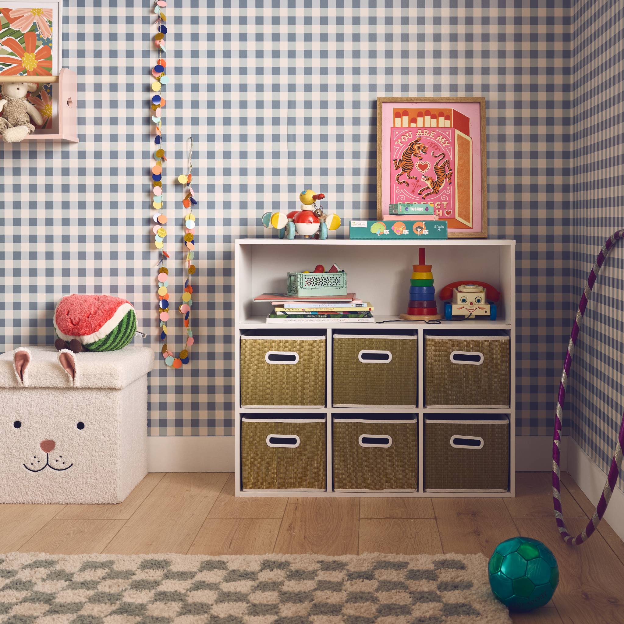 Meuble de rangement pour enfant avec 7 compartiments et 6 paniers en fibre végétale CAMILLE - 2