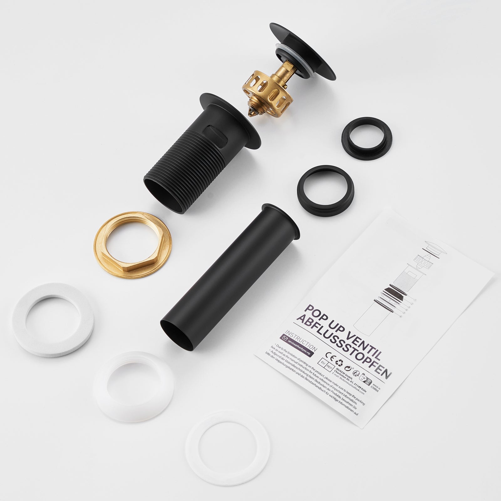 Auralum max Bonde Lavabo Pop Up Avec Trop Plein,Bouchon Vidange avec Panier à Crépine,Bonde Vidage en Laiton/Inox pour Lavabo de Salle Bain ,Noir - 9