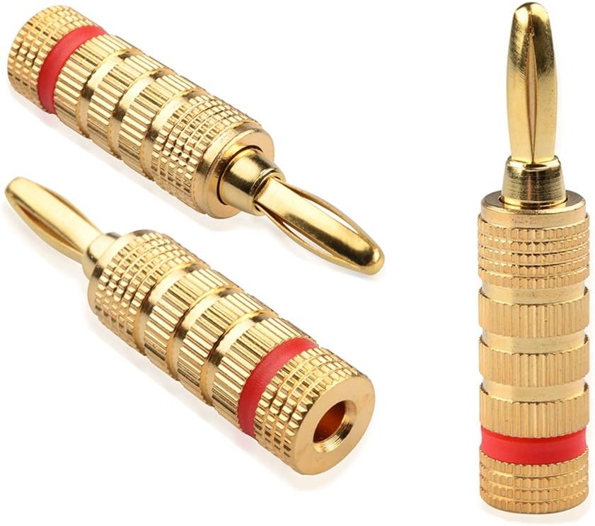 Confezione da 4 connettori a banana per altoparlanti placcati in oro, tipo a vite chiusa (rosso + nero) | Leroy Merlin